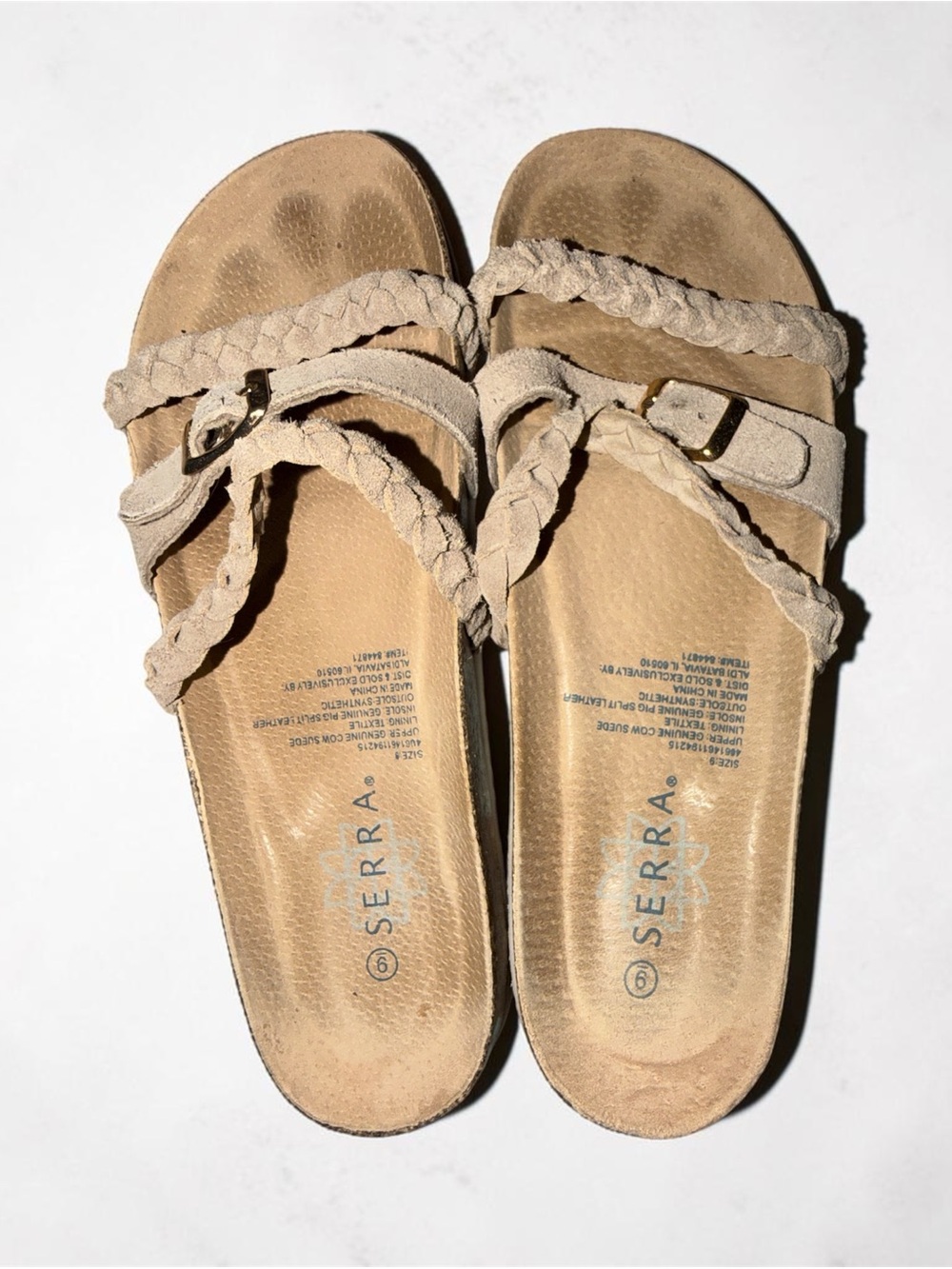 Serra Taupe Braided Strap Slide Sandals - Picture 2 of 3